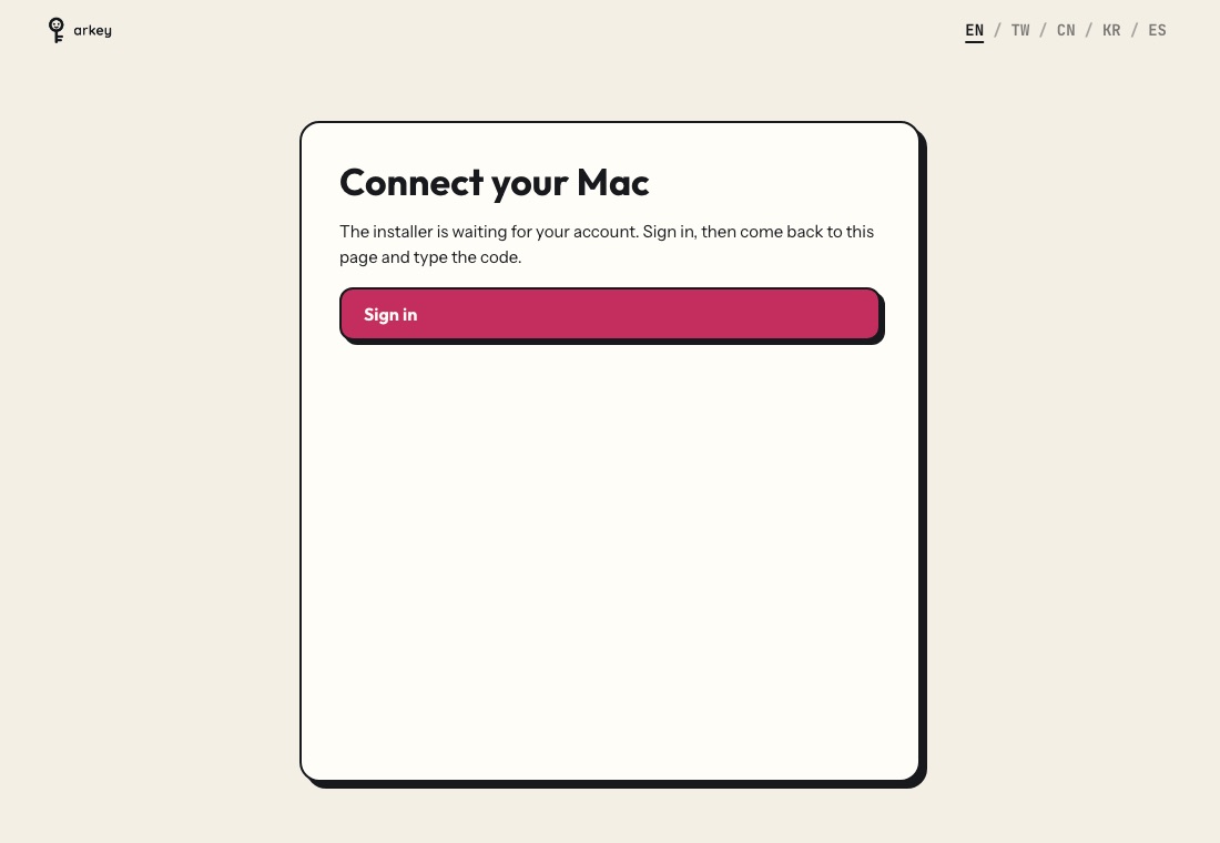 Connect your Mac asks you to sign in