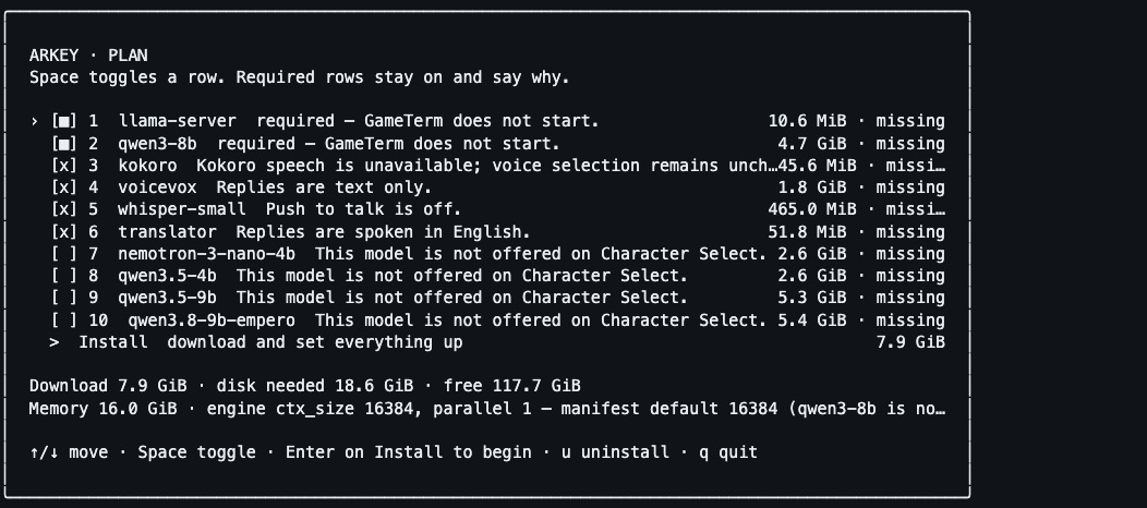 The install list